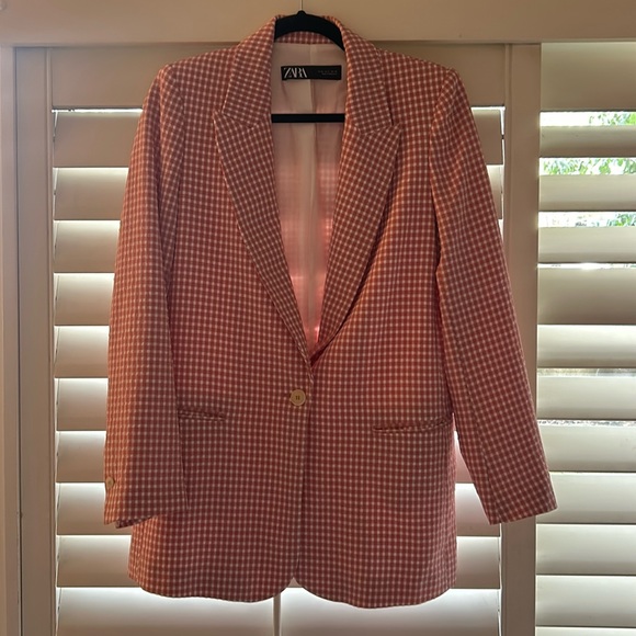 Pink and white plaid oversized blazer - Picture 1 of 2